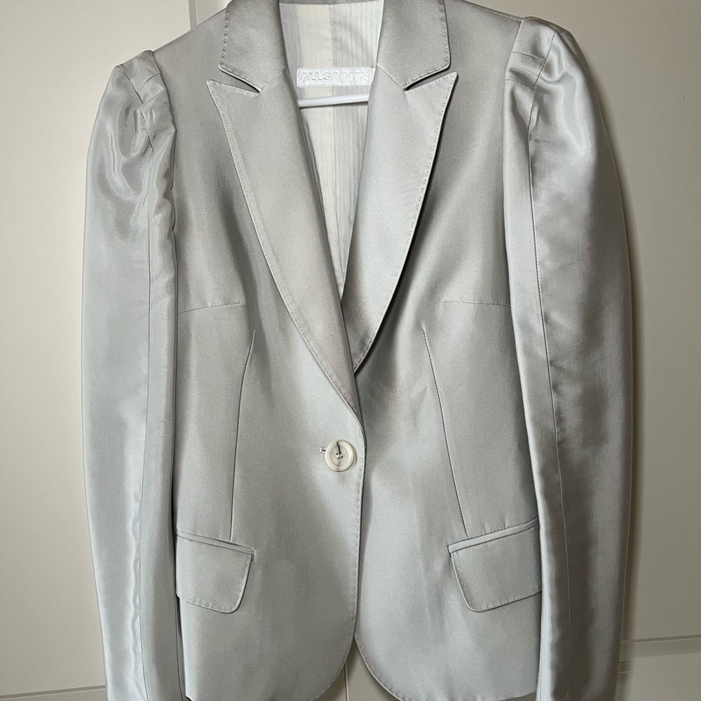 All Saints Metallic Gray Blazer